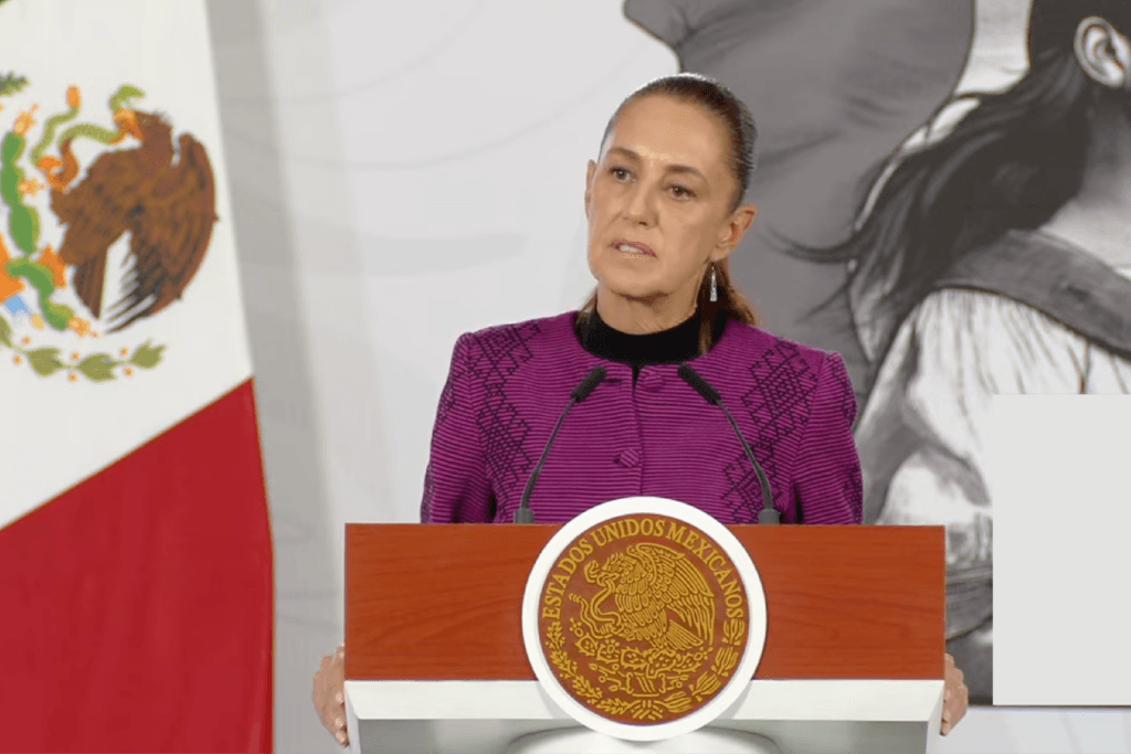 Claudia Sheinbaum, presidenta de México, durante la Mañanera del Pueblo, abordando comentarios sobre Donald Trump.