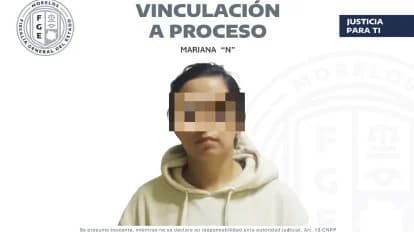 Mariana “N” con rostro pixelado, vinculada a proceso por el homicidio de un adolescente en la Academia Ollin Cuauhtémoc.
