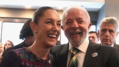 Claudia Sheinbaum y Luiz Inácio Lula da Silva sonríen durante un encuentro, reafirmando la alianza entre México y Brasil.