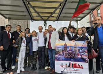 Comunidad migrante de Puebla en Nueva York expresa su apoyo a Armenta, en el marco del 5 de Mayo