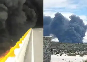 Incendio cerca de la autopista Atlixco – Puebla, provoca evacuación de la zona