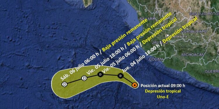 Depresión tropical Uno-E se presenta frente a costas de Colima y Jalisco