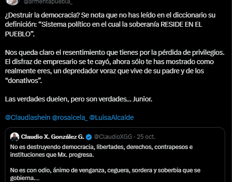 Alejandro Armenta apoya a Sheinbaum tras ataques de Claudio X